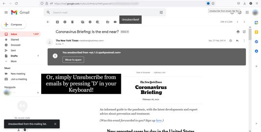 Even more simply, press 'D' in your Keyboard to Unsubscribe. That is all you need to do. No more pop-ups.