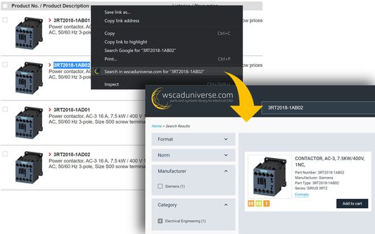 On any web page, highlight the search term and send it directly to wscaduniverse.com search.