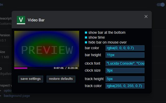 Add-on options page