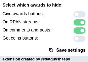 It comes with a settings pop-up to customize which awards to show and which not