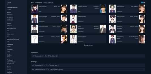 MAL score alongside the AL score, plus features from original addon with the MAL characters and OPs/EDs