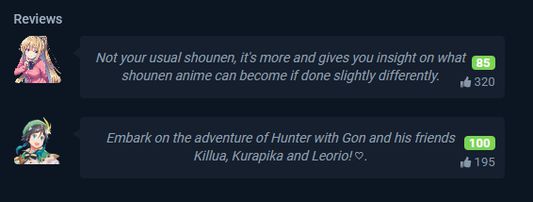 Review score displayed on review summary