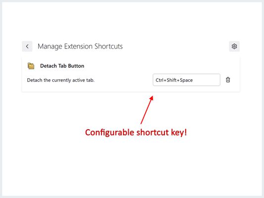 ...or detach tabs with configurable shortcut keys!