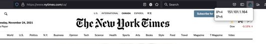 Displaying an IPv4 address for current website.