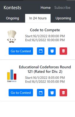 See upcoming contests, set reminders on google calendar, Delete contests which you don't want.