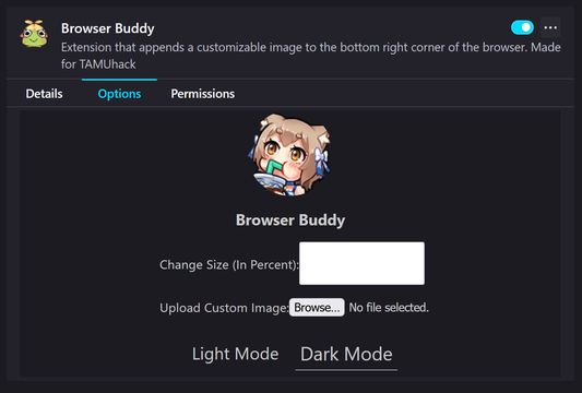 The options page found at about:addons.