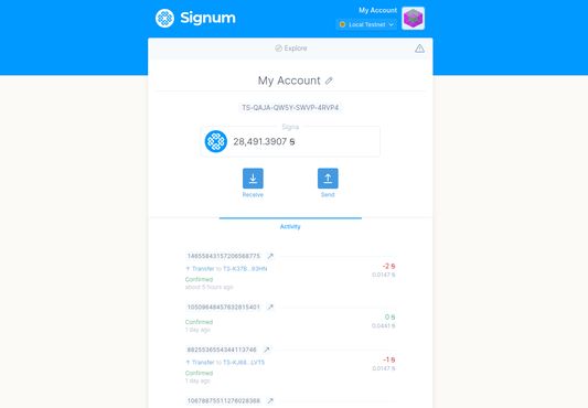 Main View with selected account and activities