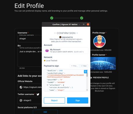 DApp Transaction Signing Request. All types of transactions are supported