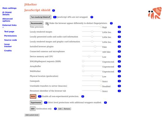 Option page, show level