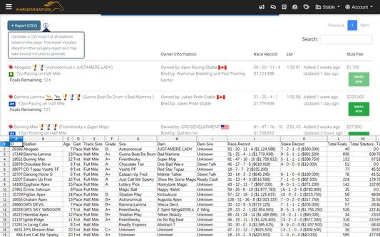 Stallion Registry Report (CSV)