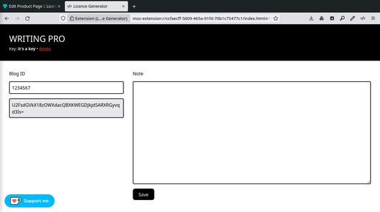 Generate licence key based on blog id and key