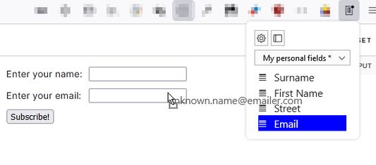 Toolbar popup