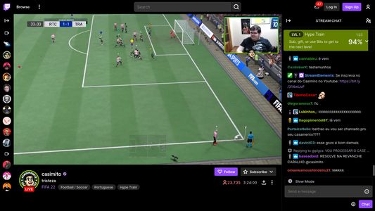 Twitch channel page with black theme