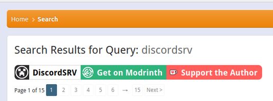 Modrinth redirect button on spigotmc.org