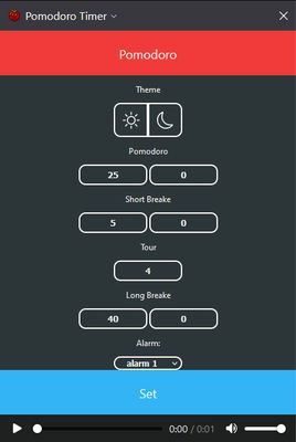 Dark theme settings popup