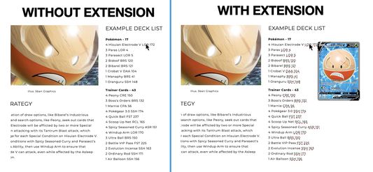 A without and with the extension comparison