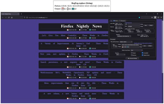 Options: Date and time format