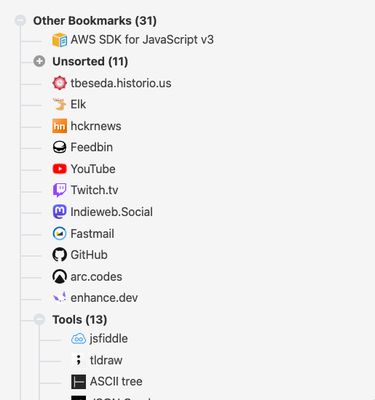 Just a simple tree list of your bookmarks. (Now with site icons!)