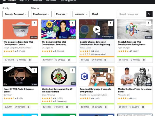 Overview of the Udemy course library