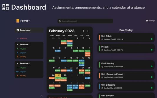 The Power+ dashboard