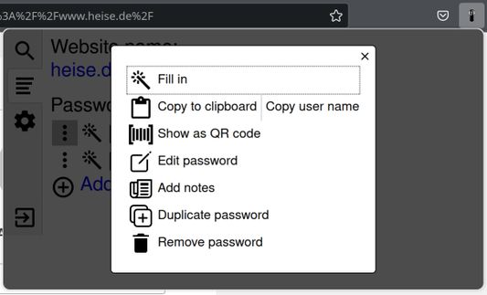 Password menu