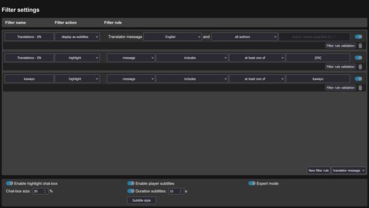 Settings page, opened by the settings icon of the Quick settings, or over the Add-On page