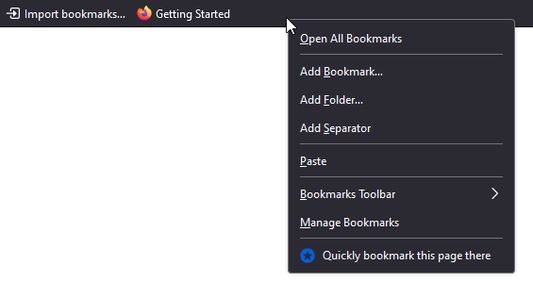 Quickly bookmark the current page via the context menu.