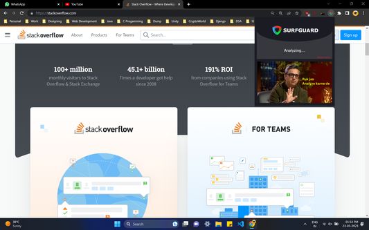 SURGUARD analyzing a legitimate website like stackoverflow.
