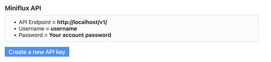 setting API keys in Miniflux