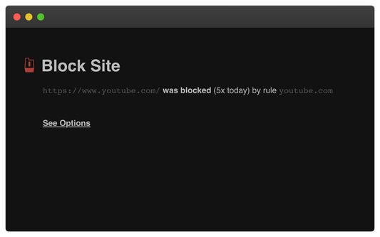 Example of a blocked site. It this case, youtube.com was blocked 5x today.