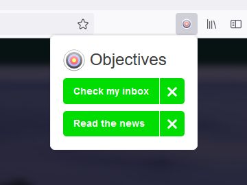 List of objectives, with delete buttons