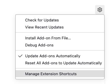 Use the cogwheel dropdown menu to customize the shortcuts.