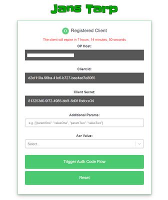 Registered Client details page. Select from the available `Acr Value` and click on the `Trigger Auth Code  Flow` button.