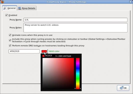 Proxy Settings - General Info