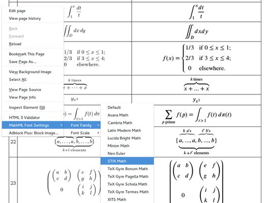 Screenshot of the torture test with font-family: STIX Math