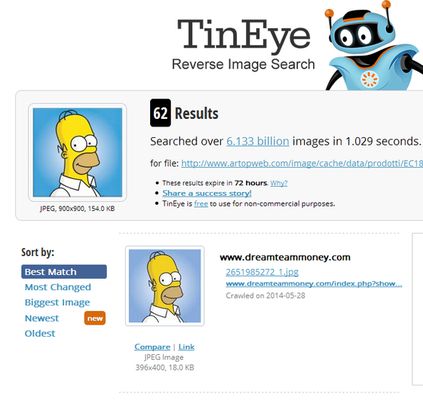 Search results on Tineye.com