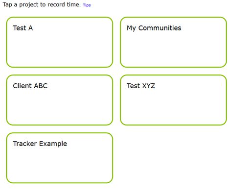 And get a list of buttons for quickly tracking time across different projects.