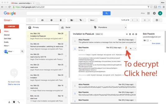 To decrypt, just click the PassLok icon. Write your Password when asked for it.