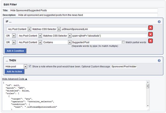 An example Filter shows the power and flexibility of the filtering feature.