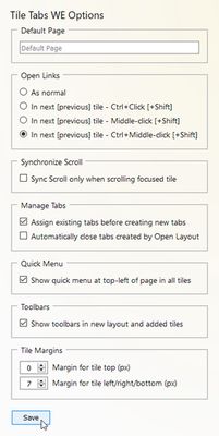 Tile Tabs WE - options page