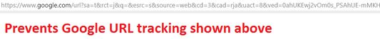 When you open a Google search result in a new tab, a referrer  tracking is attached to the URL. It will be removed.