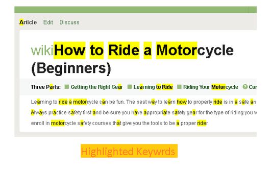 Keywords marked on webpage