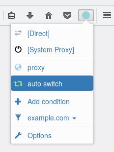 Switch easily between proxies on the popup menu.