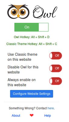 Owl dropdown panel