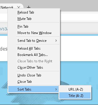 Right click menu on tabs.