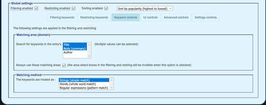 Advanced keyword matching