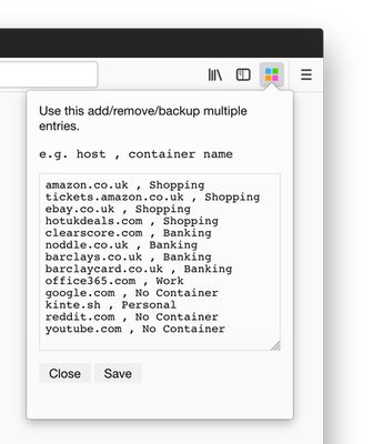 Simple CSV based mapping of a domain to a container by name for easy backup and bulk editing.