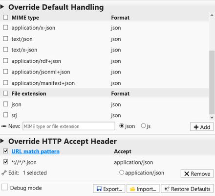 JSONovich 2's new native webext options page