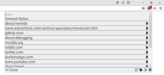 Switch between notes for other sites