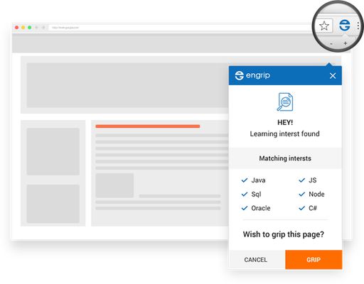 When EnGrip Tracker finds out that you are learning from a site of your interest, you will be asked for permission to grip this learning.